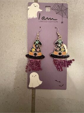 I Am Limited Edition Purple Witch Hat Earrings